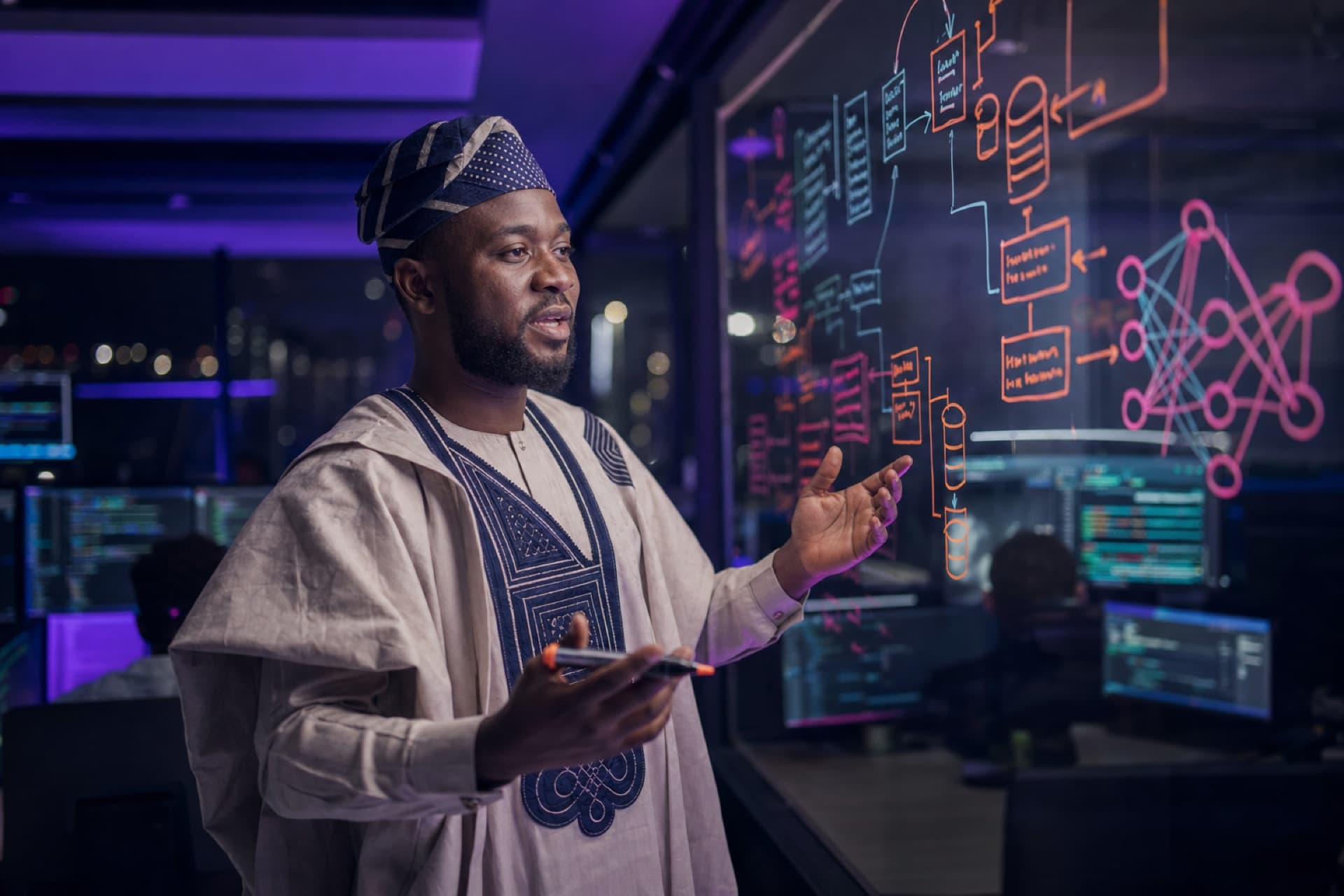Innovators collaborating on technology across emerging markets